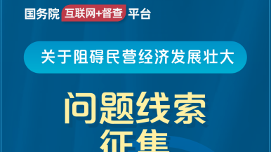 操女人骚屄国务院“互联网+督查”平台公开征集阻碍民营经济发展壮大问题线索